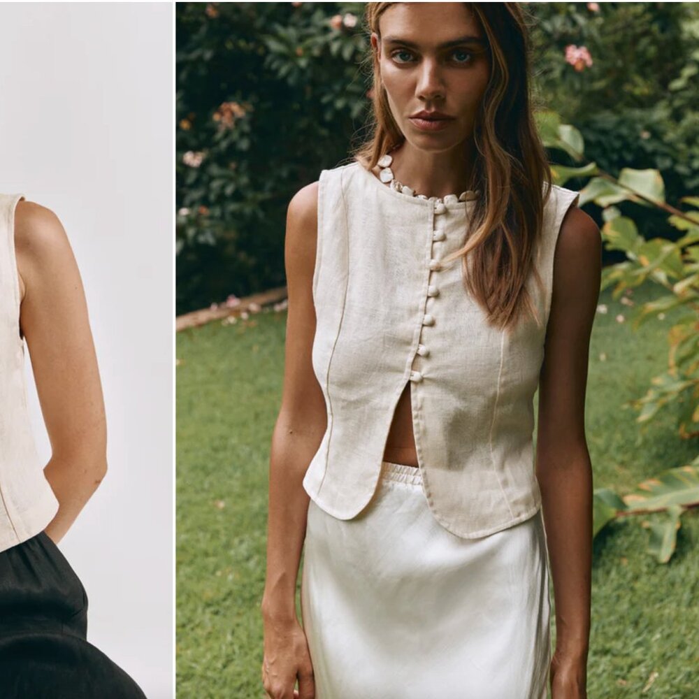 Celeste Linen Top Cream